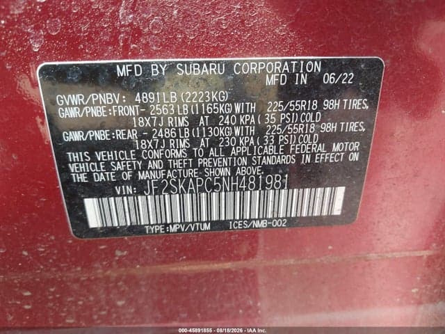 2022 SUBARU FORESTER LIMITED 9