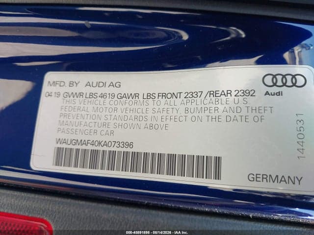 2019 AUDI A4 40 TITANIUM PREMIUM 9