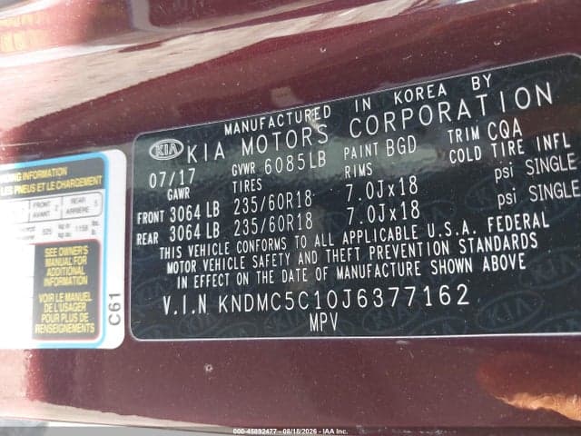 2018 KIA SEDONA SX 9