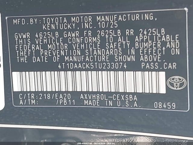 2026 TOYOTA CAMRY SE 9