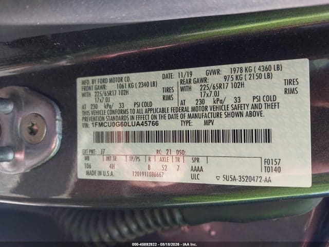 2020 FORD ESCAPE SE 9