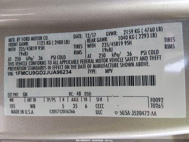 2018 FORD ESCAPE SE 9