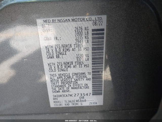 2022 NISSAN PATHFINDER SL 2WD 9