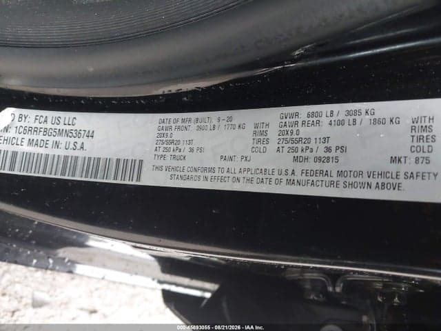 2021 RAM 1500 BIG HORN 4X4 6'4 BOX 8
