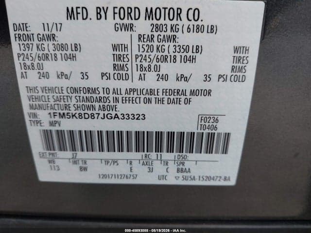 2018 FORD EXPLORER XLT 9