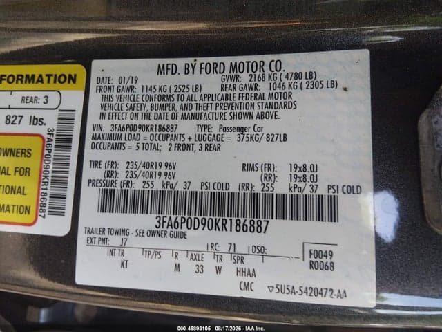 2019 FORD FUSION TITANIUM 9