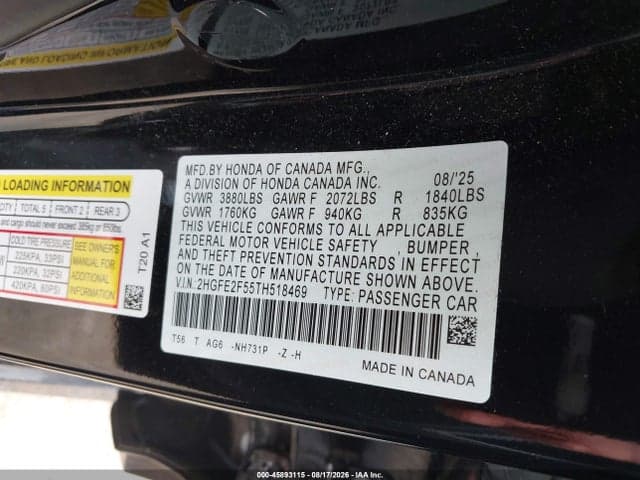 2026 HONDA CIVIC SPORT 9