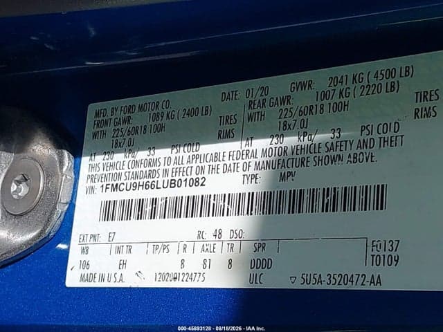 2020 FORD ESCAPE SEL 9