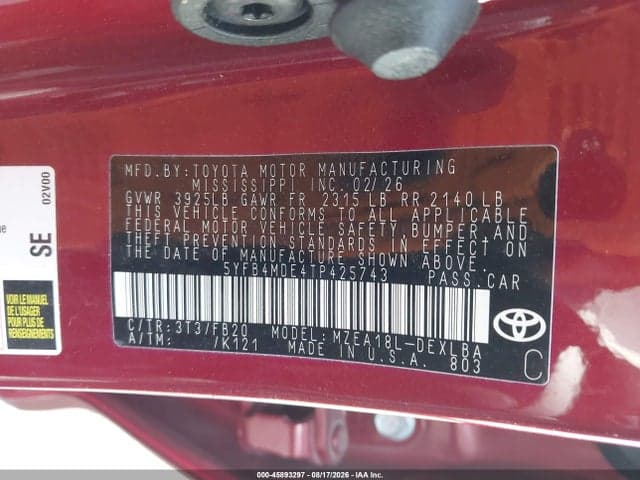 2026 TOYOTA COROLLA LE 9