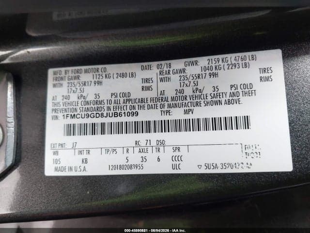 2018 FORD ESCAPE SE 9