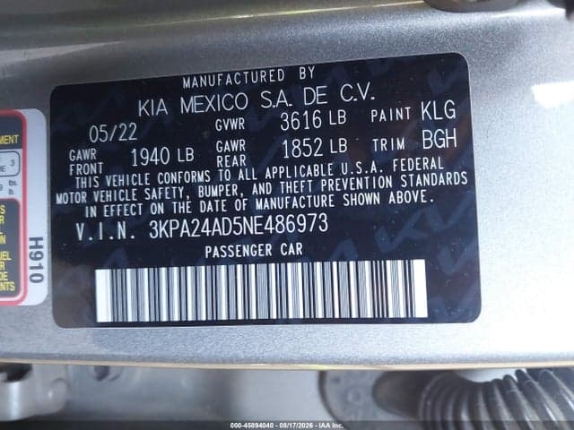 2022 KIA RIO S 9