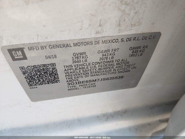 2018 CHEVROLET CRUZE LT AUTO 9