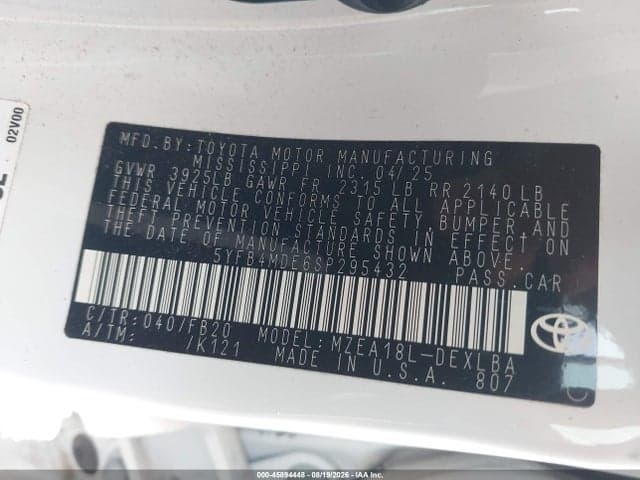 2025 TOYOTA COROLLA LE 9