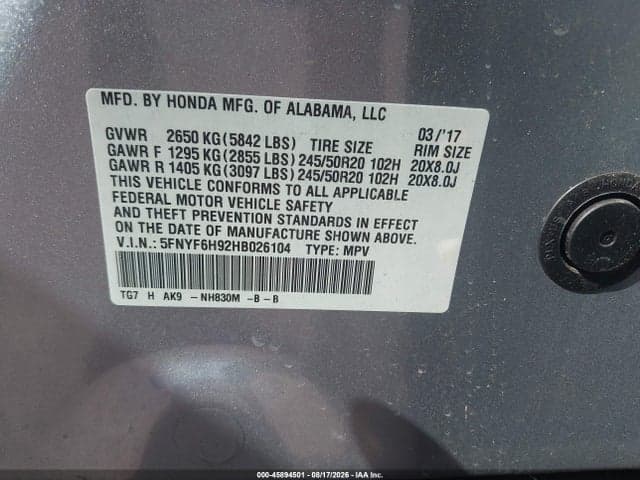 2017 HONDA PILOT TOURING 9