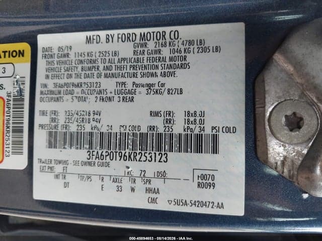 2019 FORD FUSION SE 9