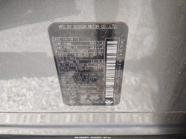 2019 INFINITI QX50 ESSENTIAL 9