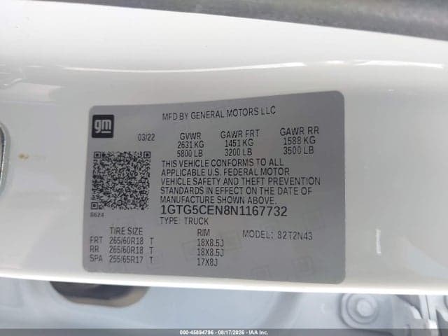 2022 GMC CANYON 2WD SHORT BOX ELEVATION 9