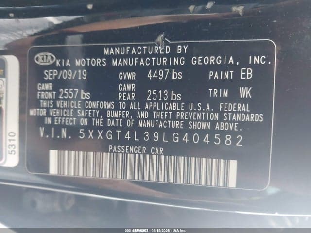 2020 KIA OPTIMA S 9
