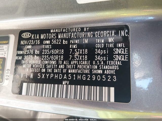 2017 KIA SORENTO 3.3L EX 9