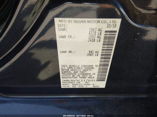 2019 NISSAN ALTIMA 2.5 SL 9