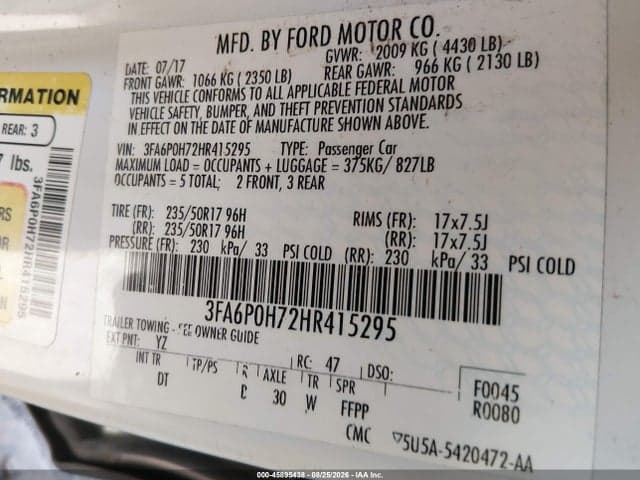 2017 FORD FUSION SE 9