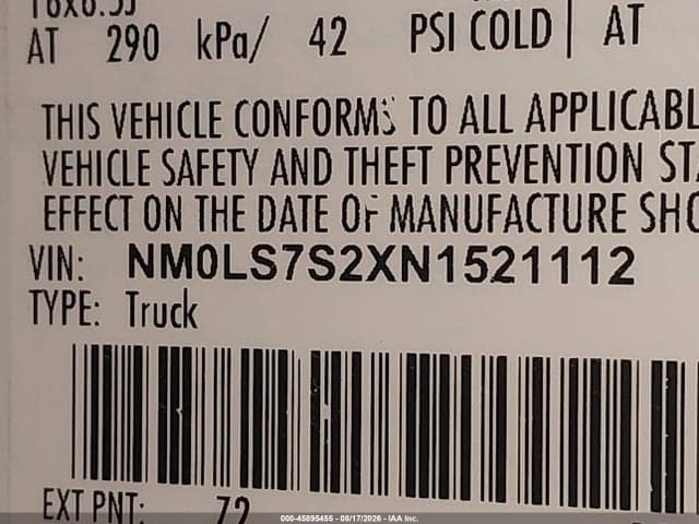 2022 FORD TRANSIT CONNECT XL 9
