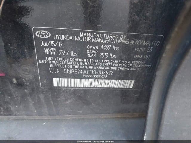 2019 HYUNDAI SONATA SE 9
