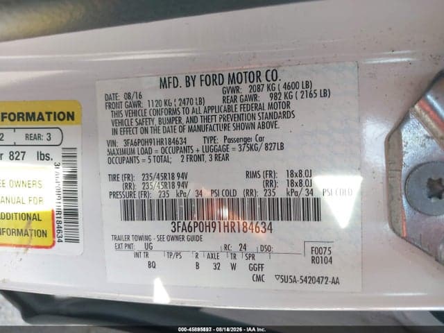 2017 FORD FUSION SE 9