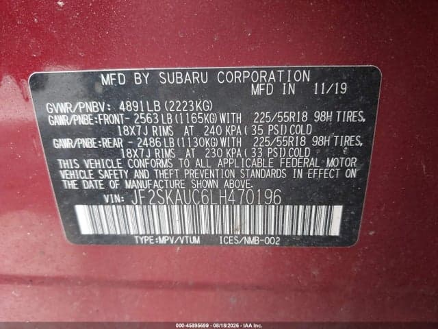 2020 SUBARU FORESTER LIMITED 9