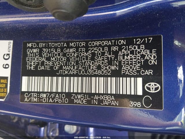 2018 TOYOTA PRIUS TWO ECO 9