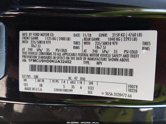 2019 FORD ESCAPE SEL 9