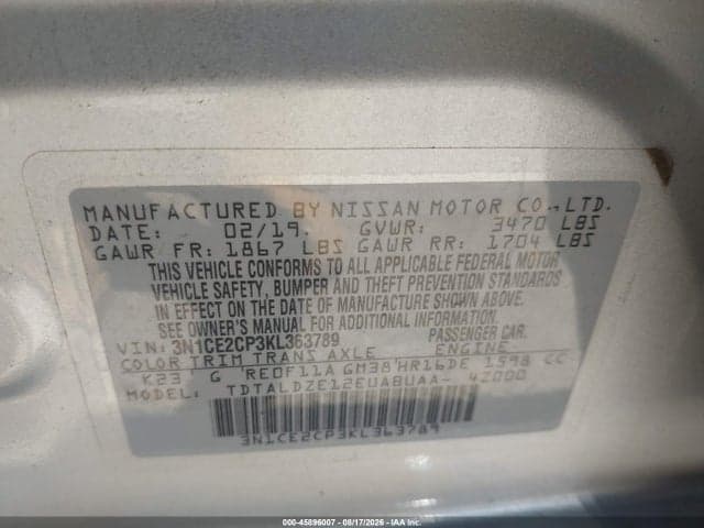 2019 NISSAN VERSA NOTE SV 9