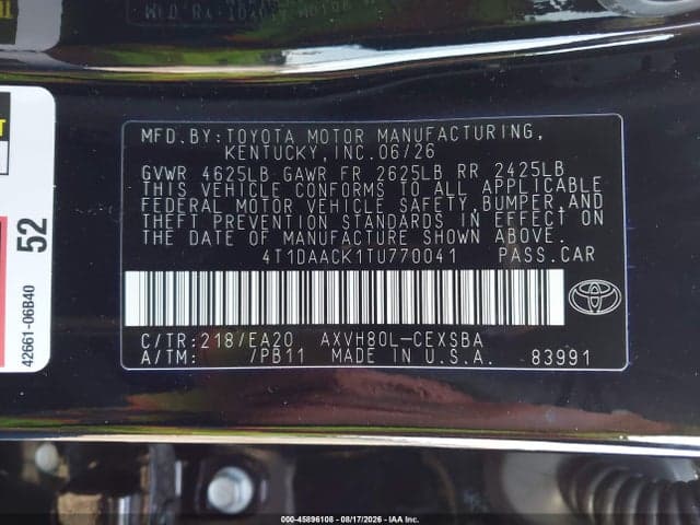 2026 TOYOTA CAMRY SE 9
