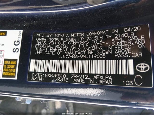 2021 TOYOTA COROLLA LE 9