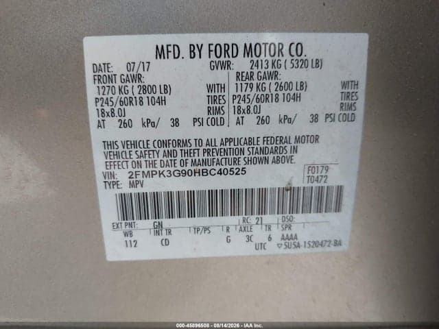 2017 FORD EDGE SE 9
