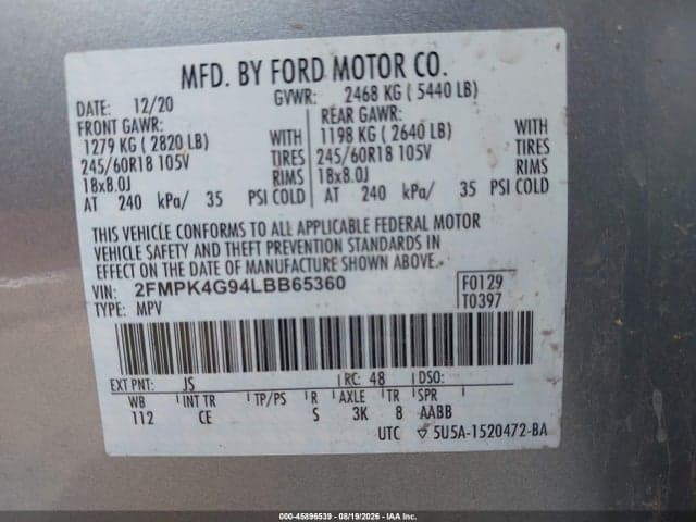 2020 FORD EDGE SE 9