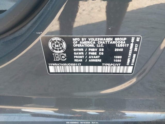 2018 VOLKSWAGEN PASSAT 9