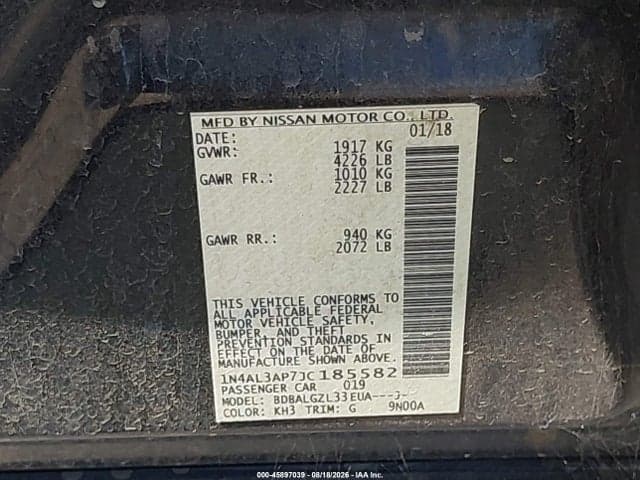 2018 NISSAN ALTIMA 2.5 S 9