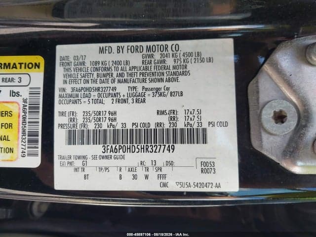 2017 FORD FUSION SE 9
