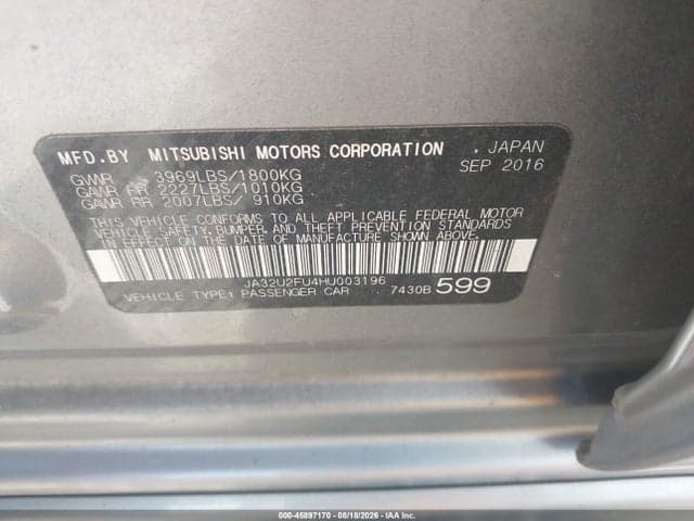 2017 MITSUBISHI LANCER ES 9