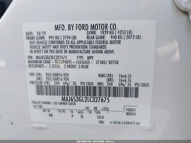2020 FORD ECOSPORT SE 9