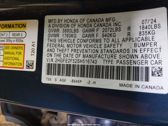 2025 HONDA CIVIC SPORT 9