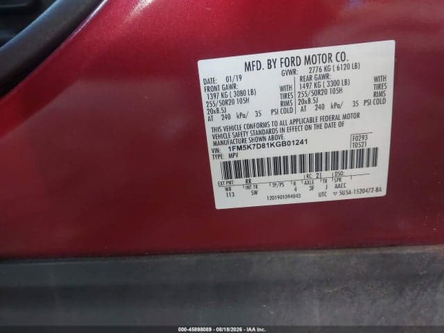 2019 FORD EXPLORER XLT 9