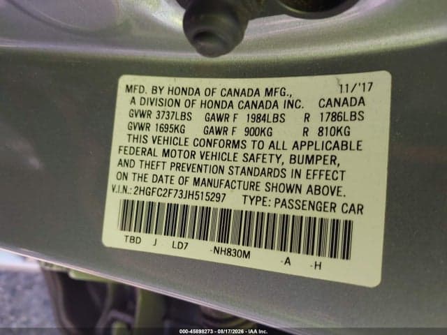 2018 HONDA CIVIC EX 9