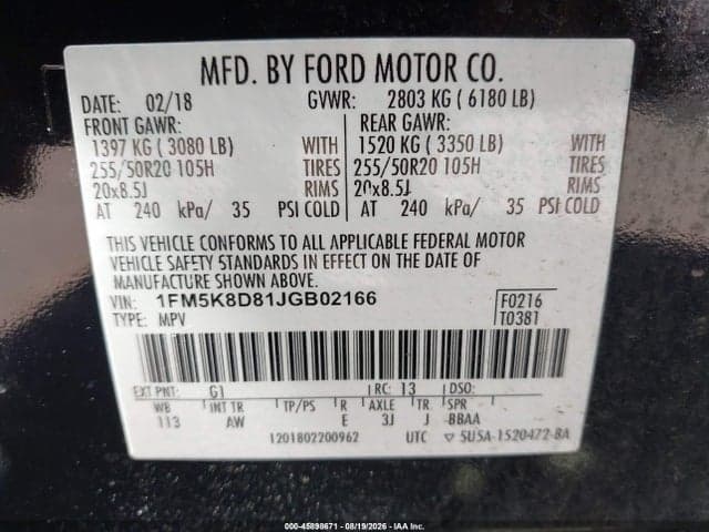 2018 FORD EXPLORER XLT 9
