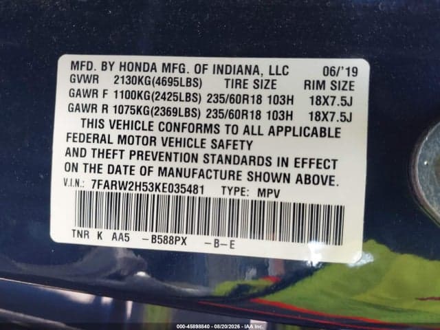 2019 HONDA CR-V EX 9