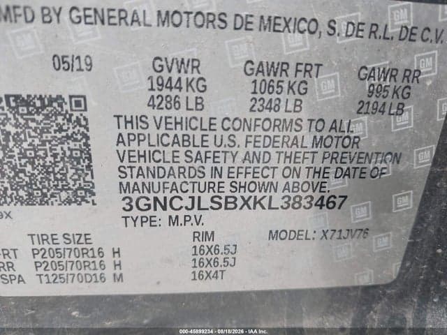 2019 CHEVROLET TRAX LT 9