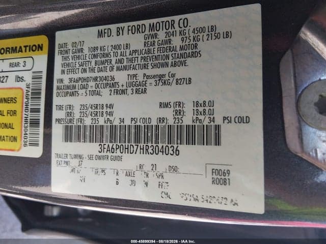 2017 FORD FUSION SE 9