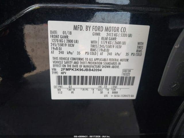 2018 FORD EDGE TITANIUM 9