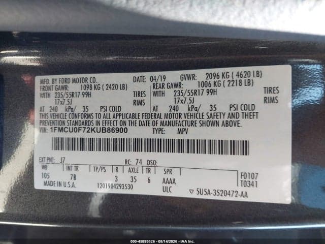 2019 FORD ESCAPE S 9